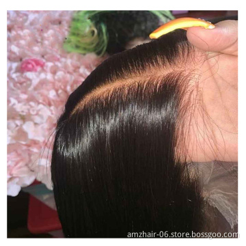 Cheap Malaysian Cuticle Aligned Virgin Hair Wig For Black Women Double Drawn Asian Human Hair HD Full Transparent Lace Front Wig